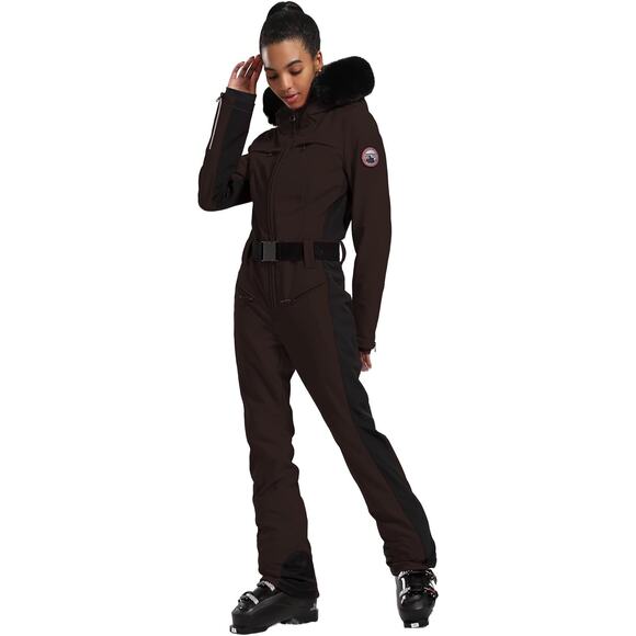 GSOU SNOW Jackets & Blazers - New Gsou Snowsuit Women's Size L Brown Black Waterproof Ski Snowboarding Hood
